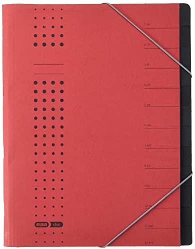 Elba Teczka na dokumenty chic, na format A4, z kartonu, 12 przegródek, czerwona 42496RO