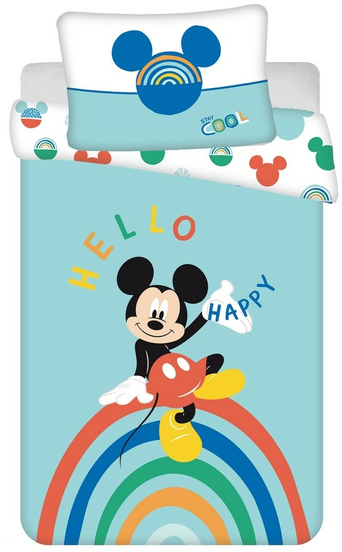Dziecięca pościel bawełniana do łóżeczka Mickey Rainbow baby, 100 x 135 cm, 40 x 60 cm