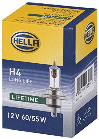 HELLA Long Life H4 reflektor halogenowy lampa, 12 V 60/55 W, 8 GJ 002 525 481 8GJ 002 525-481