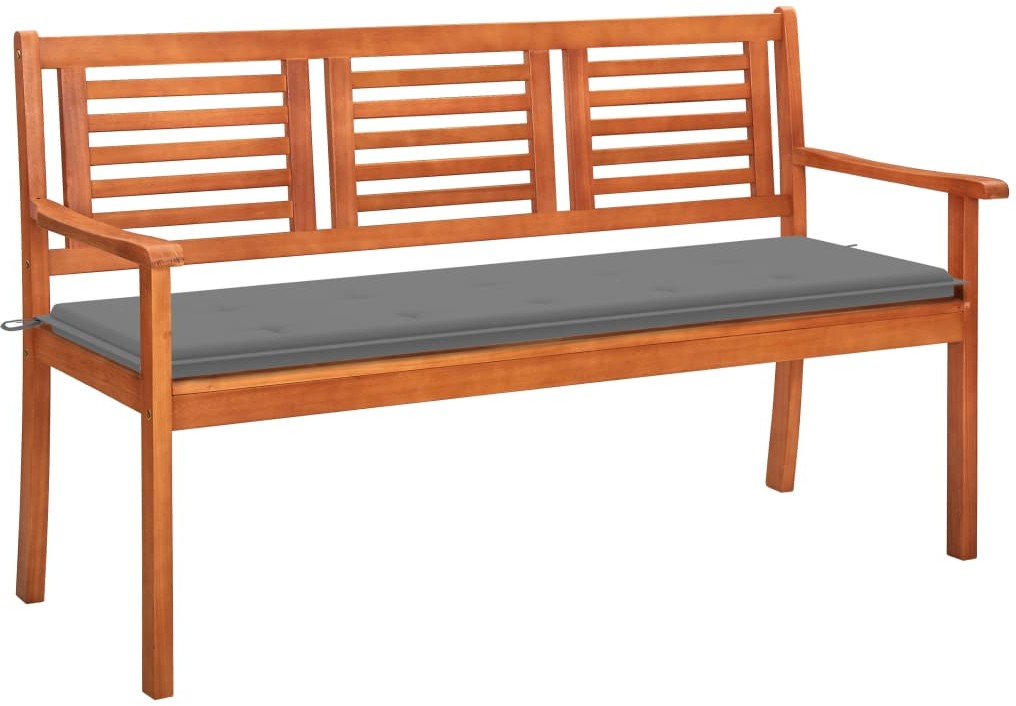 vidaXL 3-os. ławka ogrodowa z poduszką, 150 cm, lity eukaliptus