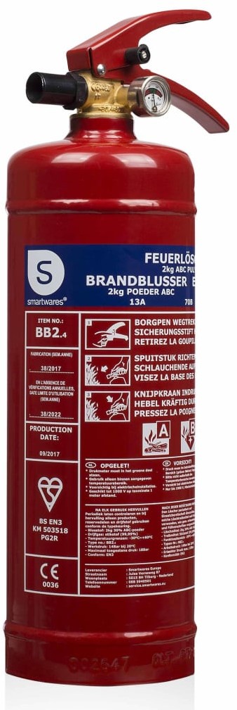 Smartwares Gaśnica proszkowa BB2, 2 kg, typ ABC, stal, 10.014.68 Smartwares