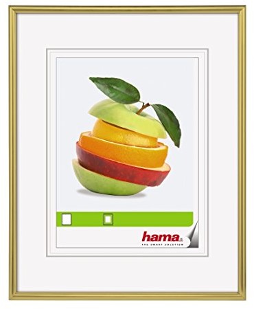 Hama Ramka na zdjęcia Sevilla (30 x 40 cm, z passe-partout 20 x 27 cm, wysokiej jakości szkło, ramka z tworzywa sztucznego, do zawieszenia) złota 00066405