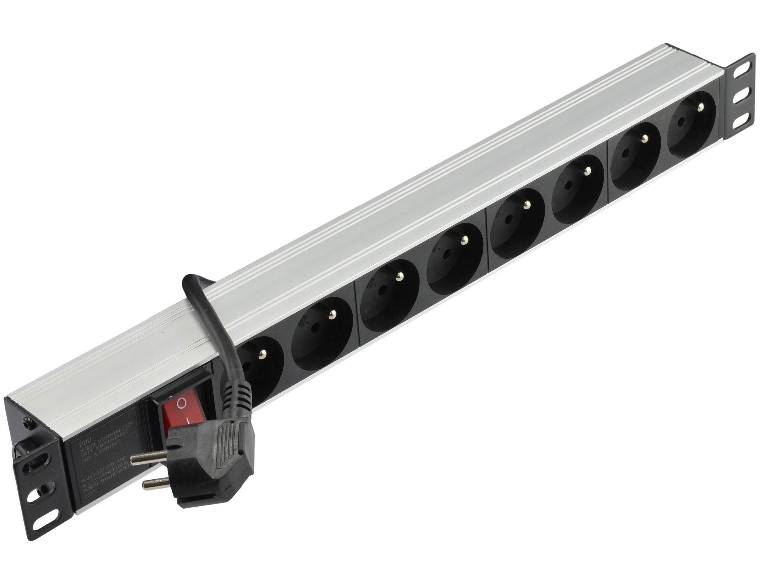 Neku Listwa zasilająca Rack 19'' 1U 8 gn wyłącznik