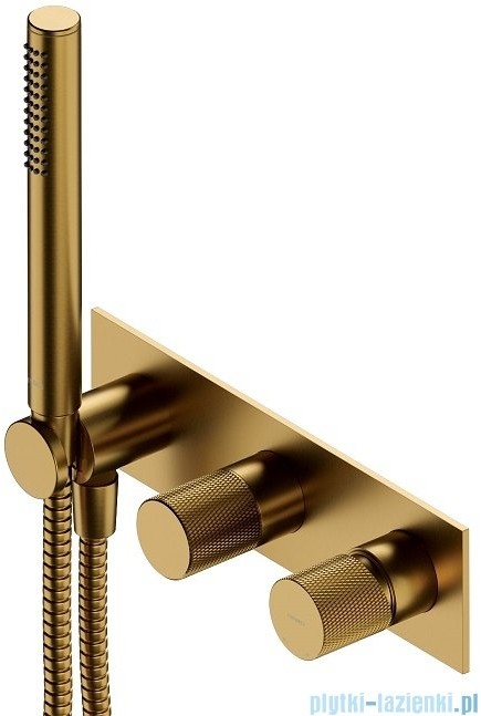 Omnires Contour bateria prysznicowo-wannowa podtynkowa z rączką prysznicową złoto szczotkowane CT8035/1GLB