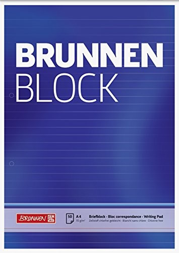 Brunnen Fontanna fontanna 1052757 skrzynek na listy blok rysunkowy/notesem/z blok rysunkowy (A4, linie, 50 arkuszy, 70 G/M, 2-krotnie perforowane) 1052757