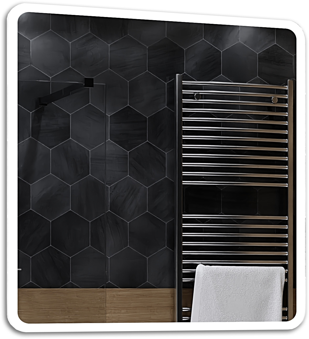 Alasta Lustro Łazienkowe z Podświetleniem LED - rozmiar 100x100cm - zimny kolor LED - Model Osaka