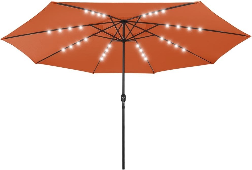 vidaXL Parasol ogrodowy z LED i metalowym słupkiem, 400 cm, terakota 312535