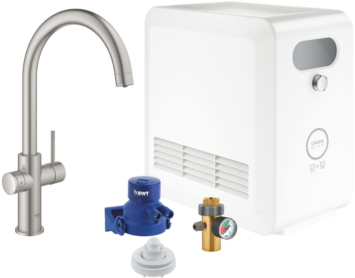Grohe Blue Professional zestaw startowy z baterią kuchenną wylewka C supersteel 31323DC2 31323DC2