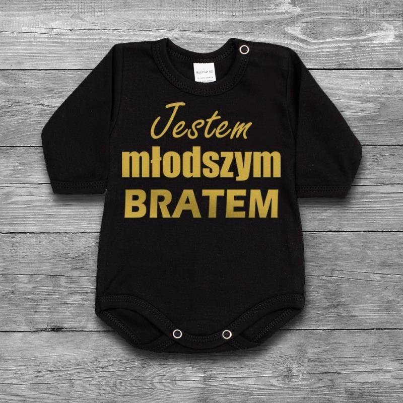 Poczpol Jestem młodszym bratem - body dziecięce - złoty nadruk PRZPOC-24-2914