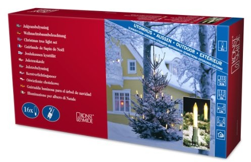 Konstsmide 1131  000 łańcuszek z drzewa z/na zewnątrz (IP44)/230 V/zewnętrzne świec na trzonku wtyczka/16 wyraźne i żarówek/przewód zielony 1131-000