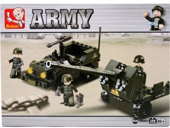 Sluban Klocki wojsko armata i Jeep wojskowy