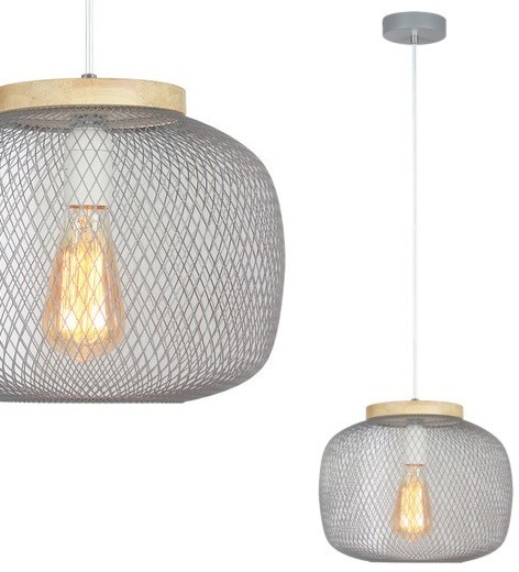Rabalux Loftowa LAMPA wisząca RUPERT 5237 metalowy ZWIS ażurowy do przedpokoju okrągły szary 5237