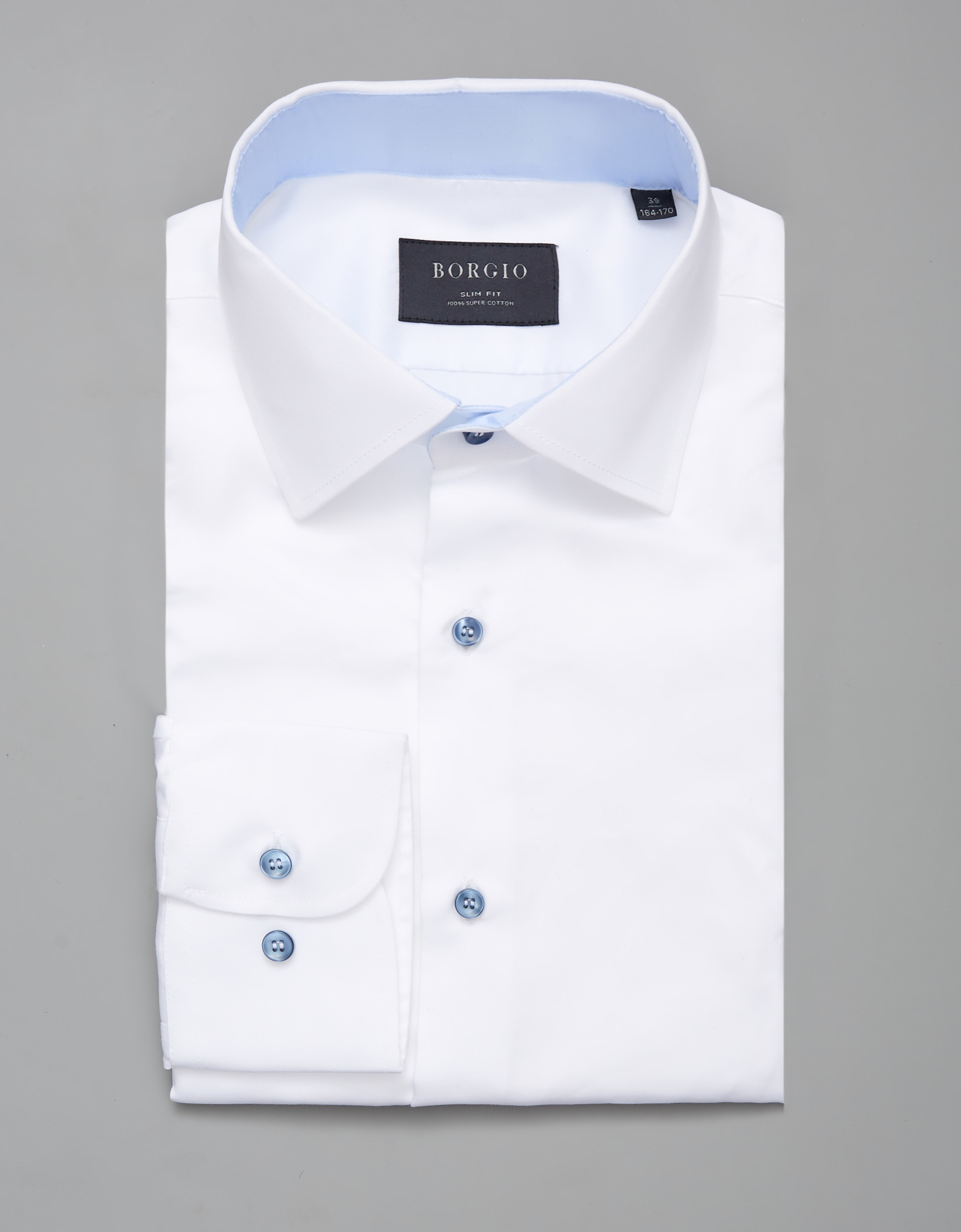 Borgio koszula vallerona 00251 długi rękaw biały slim fit
