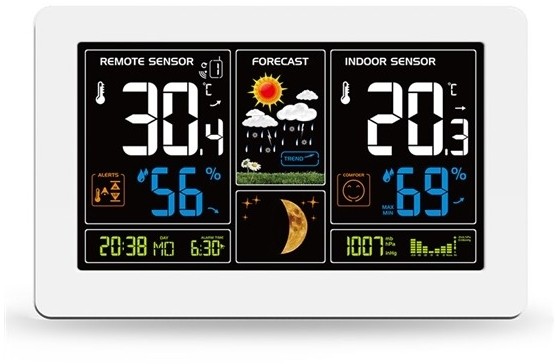 Solight Meteostacja z LCD wyświetlaczem ładowana USB biała