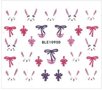 Allepaznokcie Naklejki do paznokci 3D samoprzylepne brokatowe wielkanocne 1095D czerwone