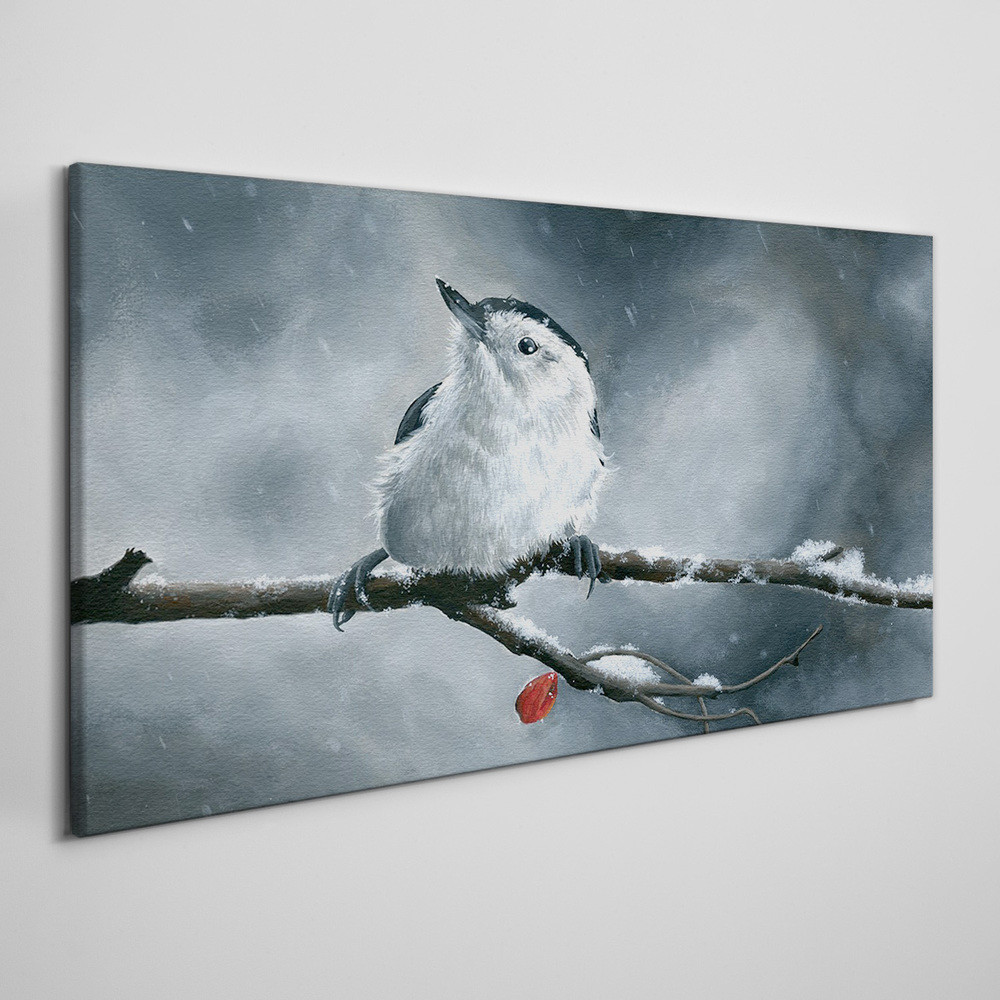 PL Coloray Obraz na Płótnie Zwierzę Ptak Śnieg Zima 140x70cm