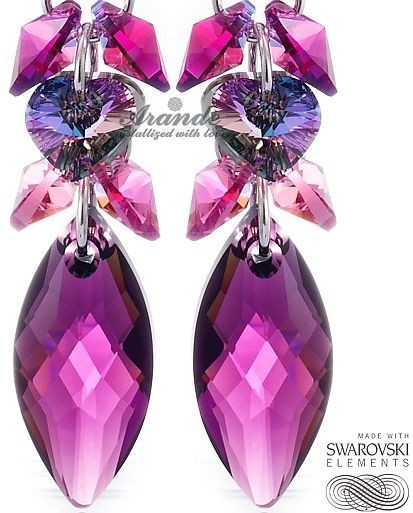 Swarovski piękne kolczyki AMETHYST NAWI SREBRO