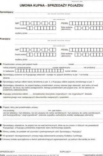 Firma krajewski Umowa kupna - sprzedaży pojazdu [Pu/Hd-12] Pu/Hd-12