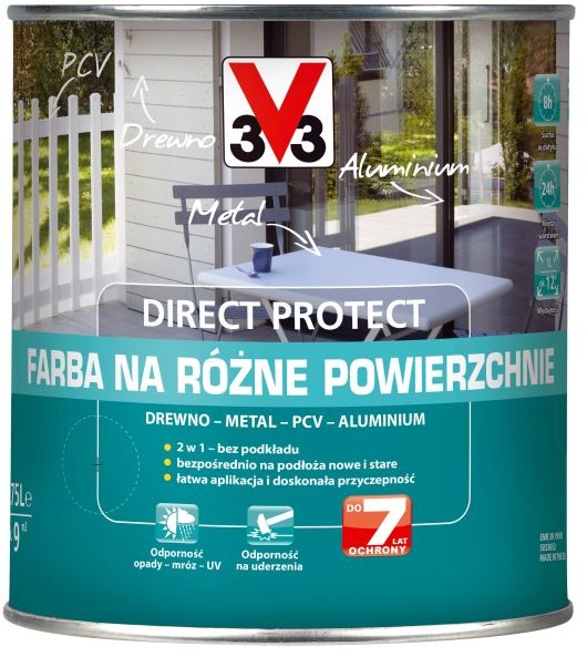 V33 Farba na różne powierzchnie Direct Protect ciemna brązowa 0 75 l