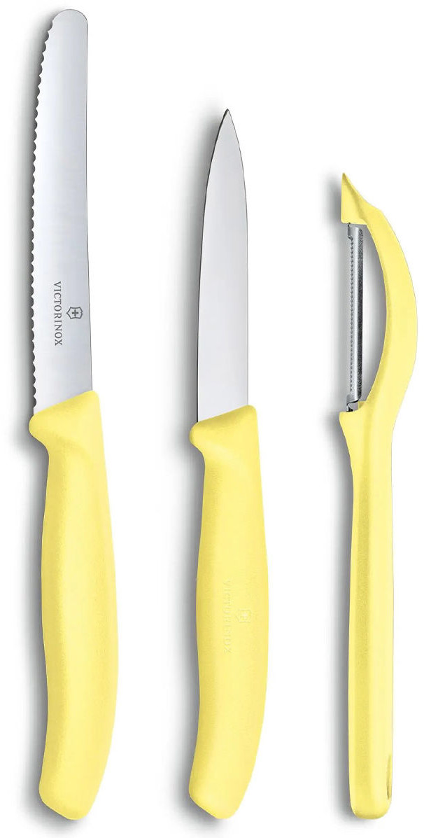 Victorinox Zestaw nóż ząbkowany, nóż gładki, skrobaczka do warzyw - yellow (6.7116.31L82) 6.7116.31L82