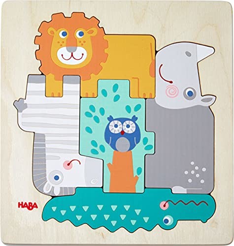 Haba 305710 - drewniane puzzle zwierzęce dzikie zwierzęce, drewniane puzzle od 2 lat 305710