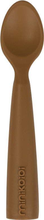 MINIKOIOI MINIKOIOI Łyżeczka silikonowa do nauki samodzielnego jedzenia WOODY BROWN kidyb2b.pl-2577-0