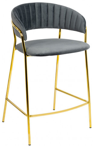 Szary tapicerowany hoker welurowy glamour S7-S86