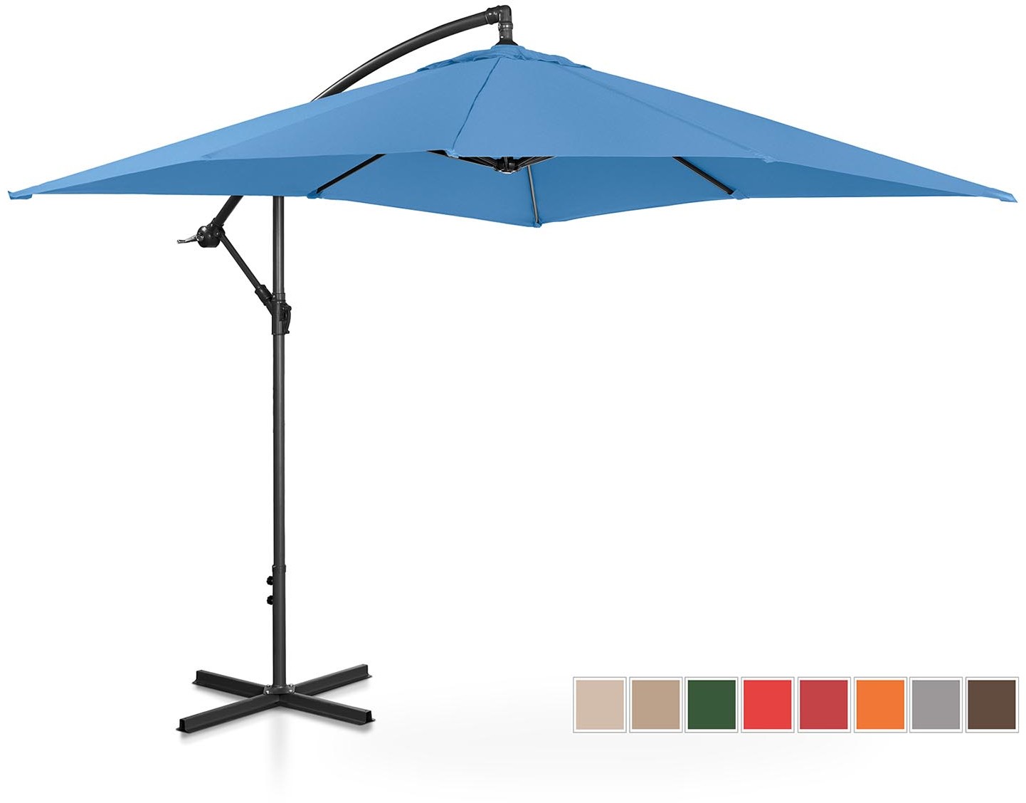Uniprodo Parasol ogrodowy wiszący - 250 x 250 cm - niebieski UNI_UMBRELLA_SQ250BL UNI_UMBRELLA_SQ250BL