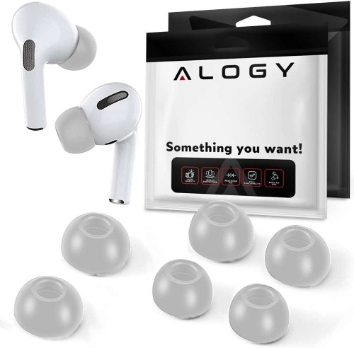 Apple Alogy 6x Nakładki silikonowe zapamiętujące Alogy S M L do AirPods Pro (białe) 11135 white