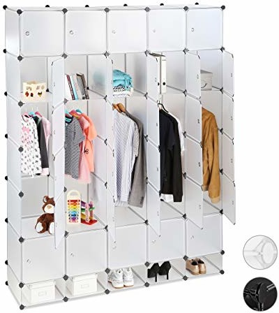 Relaxdays XXL szafa na ubrania, system wtykowy, 25 półek, drążki na ubrania, szafa do sypialni wys. x szer. 234 x 180 cm, różne Kolory