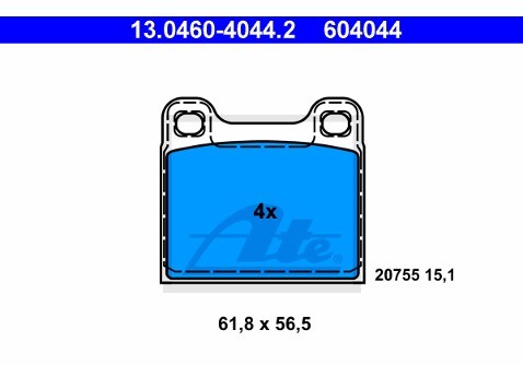 ATE Zestaw klocków hamulcowych, hamulce tarczowe 13.0460-4044.2