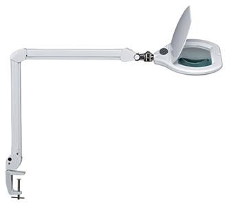 MAUL Lampka LED z lupą na biurko MAULcrystal, 17W, ze ściemniaczem, mocowana zaciskiem, biała M8266002