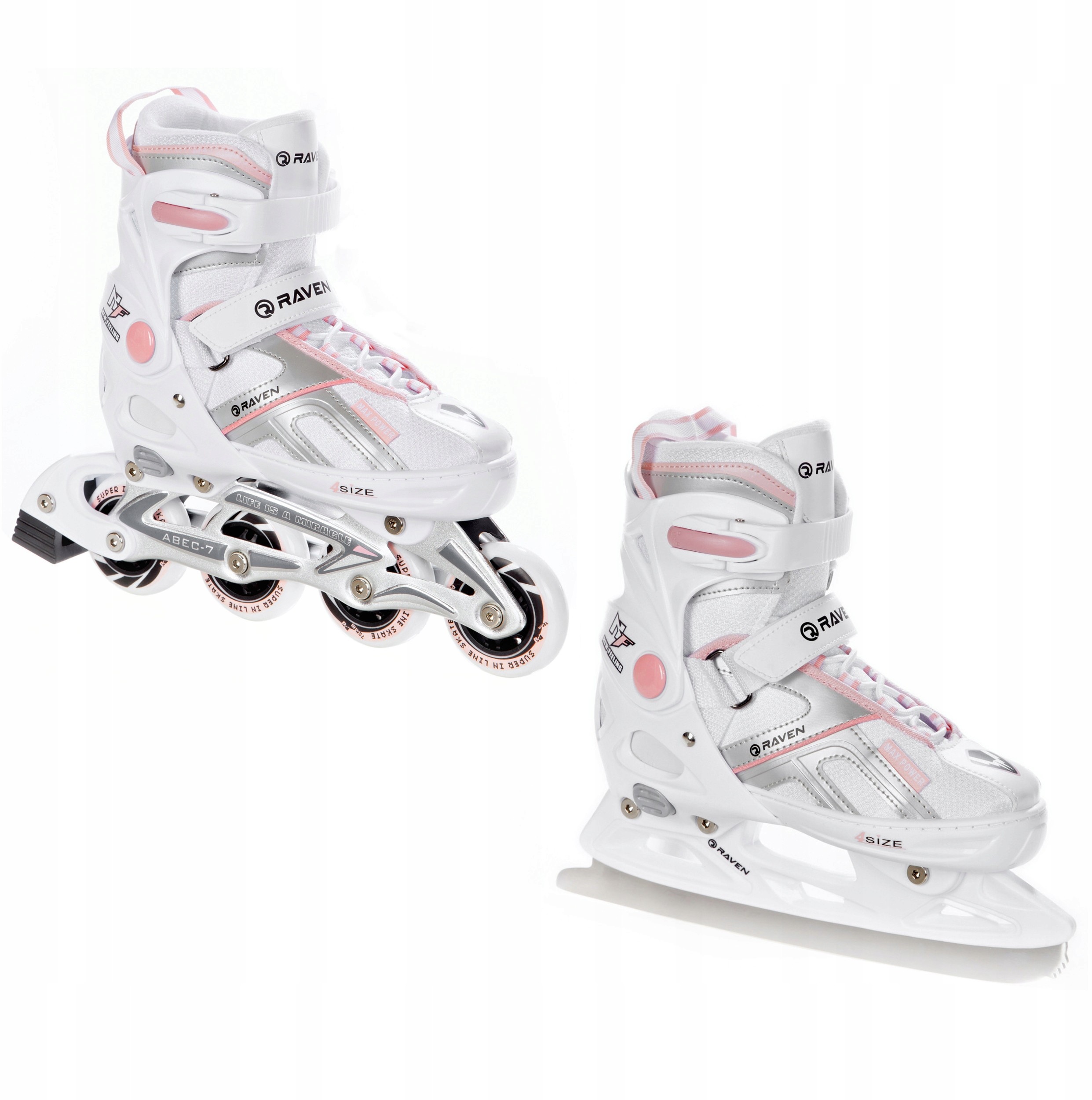 Rolki Łyżwy 2w1 Raven Pulse White/Pink 40-43