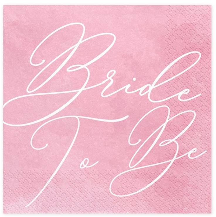 Party Deco Serwetki weselne różowe Bride to be - 33 cm - 20 szt. SP33-47