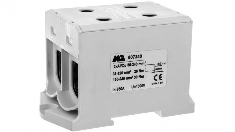 Geberit em group szynowa 2-torowa 35-240mm2 szara EURO multiOTL 240 2xAl/Cu 607240 607240