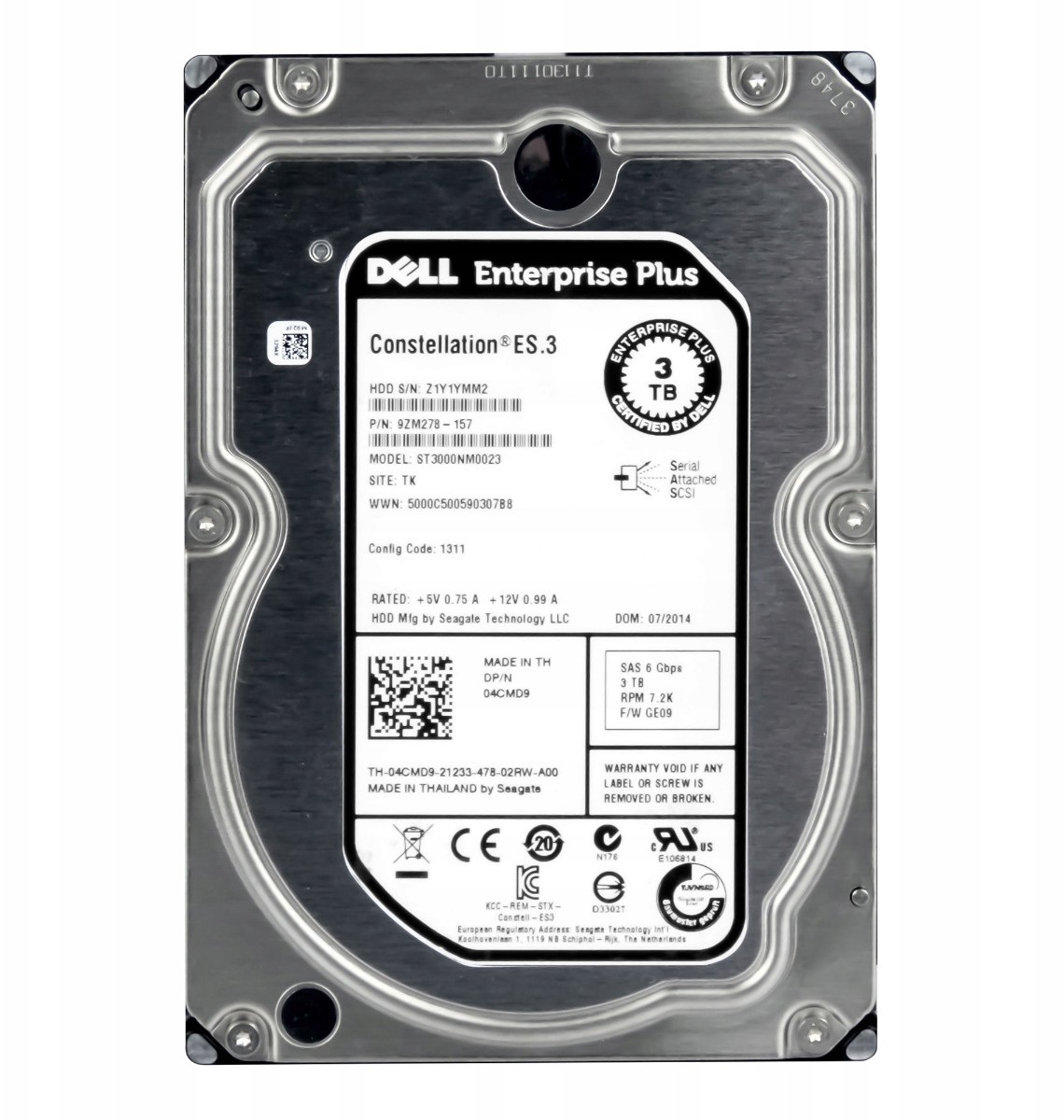 Dell 04CMD9 3TB 7.2k 128MB SAS-2 3.5' ST3000NM0023