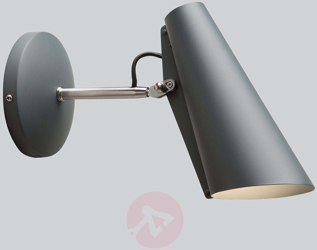 Lampa ścienna Birdy, szara, wtyczka i przełącznik