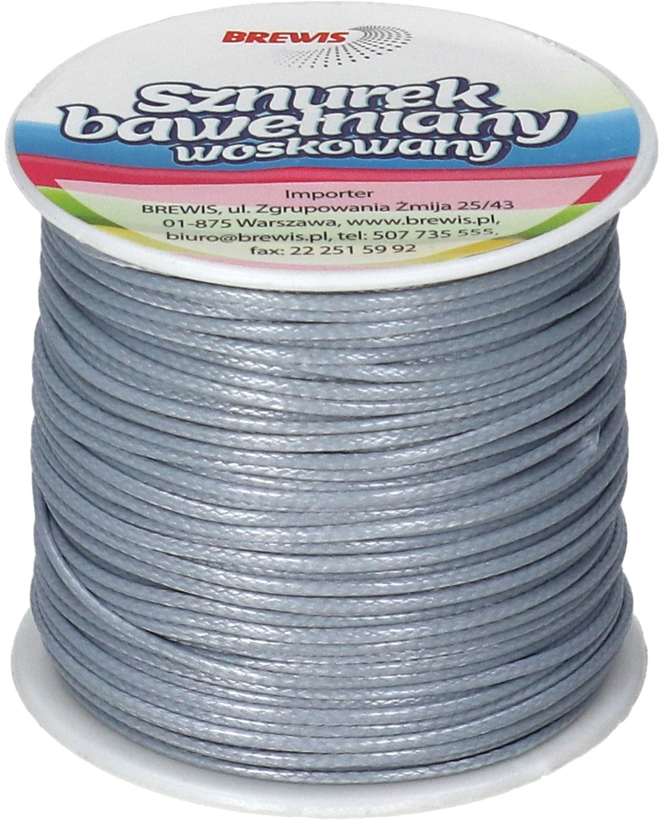 BREWIS Sznurek bawełniany srebrny 1mmx25m woskowany Brewis