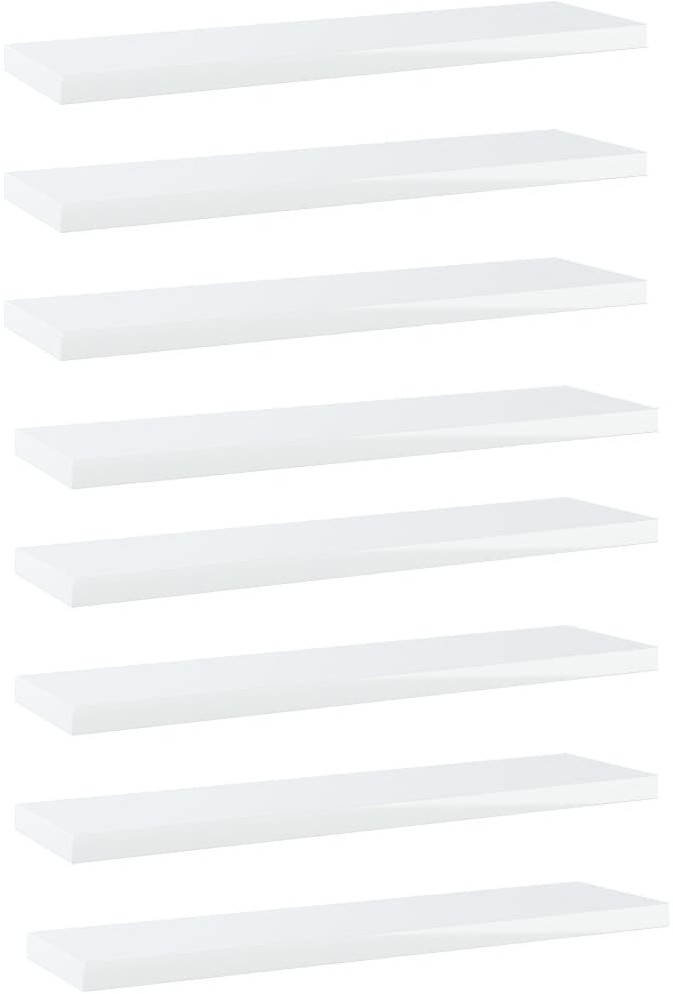 VidaXL Półki na książki, 8 szt., wysoki połysk, białe, 40x10x1,5 cm 805133 VidaXL