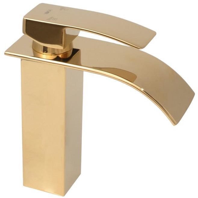 Yoka Bateria umywalkowa złota kaskada kran wodospad - Yoka BU.NIAGARA 24 GLD