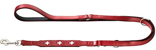 Hunter Swiss regulowana smycz dla psa, skóra, czerwony/czarny