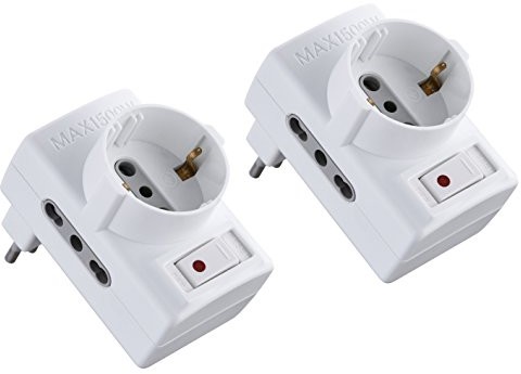 Electraline Wtyczka Elec traline 92208 adapter z przełącznikiem, mały, 10 A, 2-częściowy zestaw