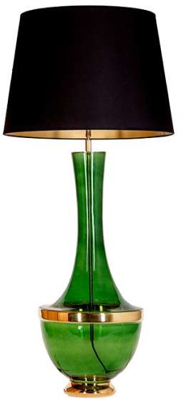 4concepts Nocna LAMPKA stojąca TROYA L232272257 abażurowa LAMPA stołowa vintage czarna zielona L232272257