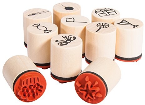 Rayher Hobby Rayher Mini zestaw stempli do drewna Celebrate, 2 cm, 2 jednostki, 5 cm, Box 10szt. 2 cm, 2.5 cm, drewno, brązowa, 7 x 5.5 x 8 cm, 4 - 68098000