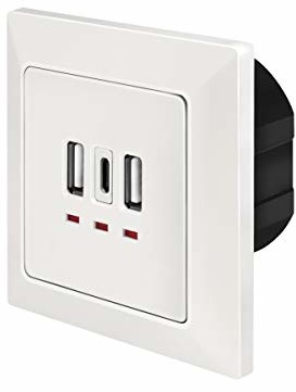 LogiLink (LOGLK) PA0254 - podtynkowa puszka z 2 x USB-A i 1 x USB-C do jednoczesnego ładowania do 3 urządzeń PA0254