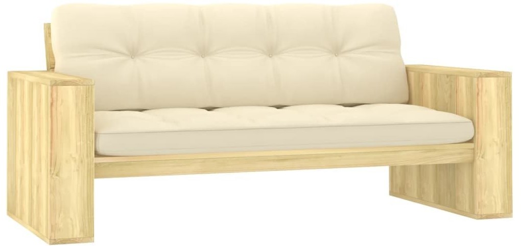 vidaXL Ławka ogrodowa z kremowymi poduszkami, 179 cm, drewno sosnowe 3065758
