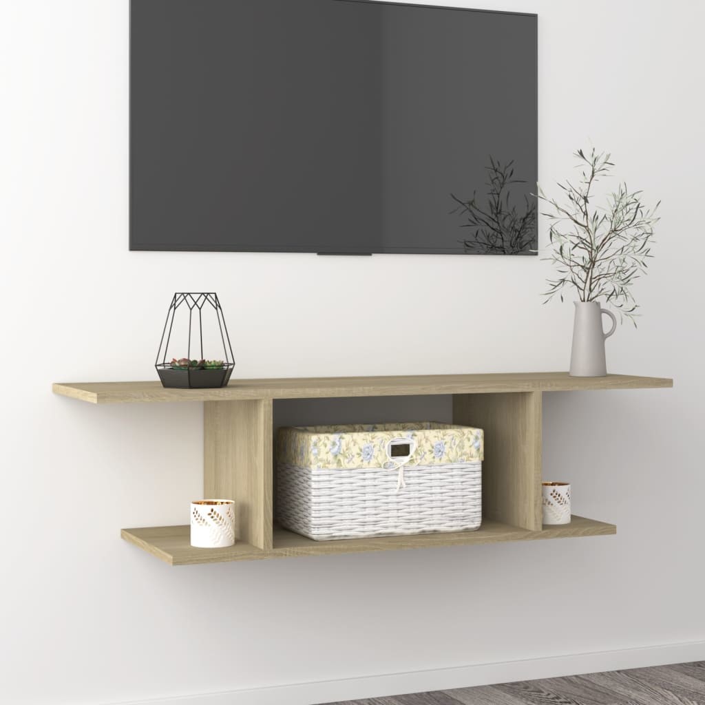 vidaXL Wisząca szafka telewizyjna, dąb sonoma, 103x30x26,5 cm, płyta