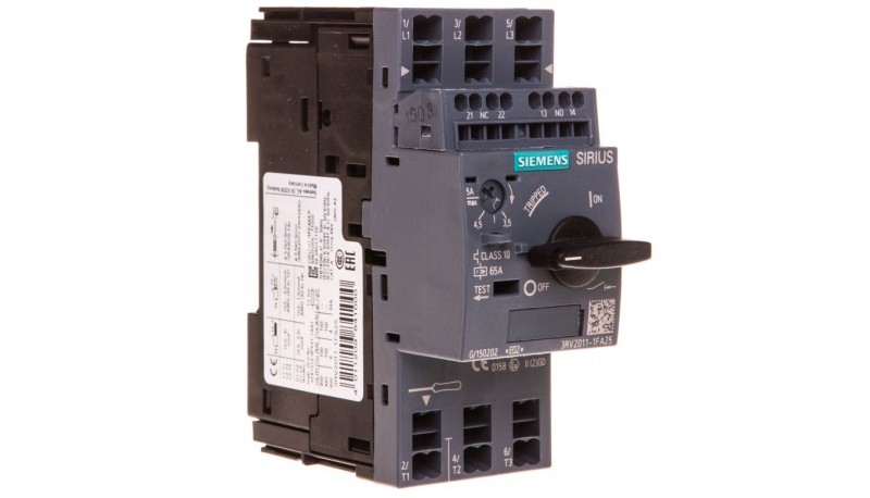 Siemens Wyłącznik silnikowy 3P 2.2kW 3.5-5.5A 1Z 1R 3RV2011-1FA25 3RV2011-1FA25