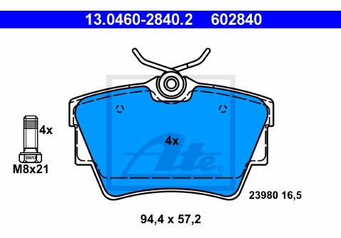 ATE Klocki hamulcowe - komplet 13.0460-2840.2