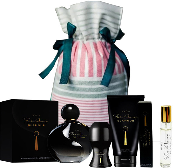 AVON Far Away Glamour EDP50ML+50+150+10 Zestaw XXL